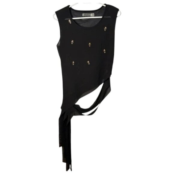 Rehab black skull accent asymmetrical side tie tank top size L - Picture 1 of 5